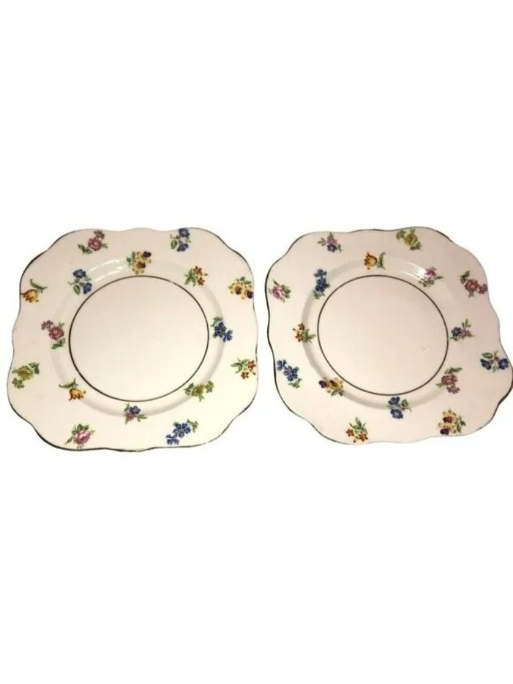 Vtg Marks & Rosenfeld Bone China Dessert Plates 2 Hand Painted Made in England